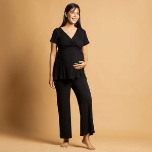 Black Maternity Pants with Drawstrings