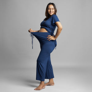 Blue Maternity Pants with Drawstrings