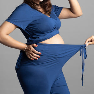 Blue Maternity Pants with Drawstrings - Block Hop India