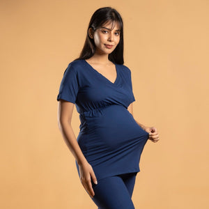 Blue Maternity Top - Block Hop India
