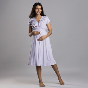 Lilac Maternity Everyday Dress - Block Hop India