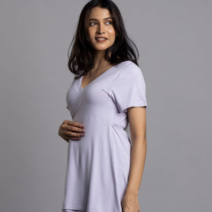 Lilac Maternity Wrap Top - Block Hop India