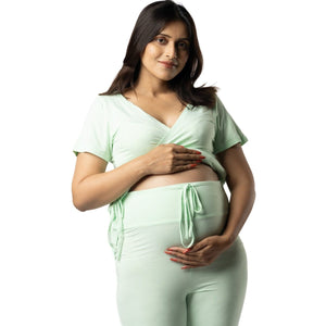Lime Maternity Pants with Drawstrings