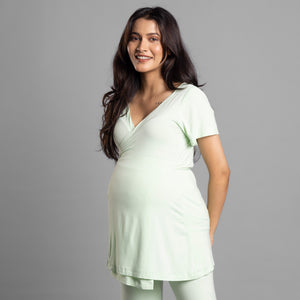Lime Maternity Wrap Top - Block Hop India