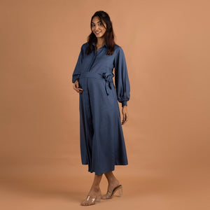 Blue Timeless Mama Shirt Dress