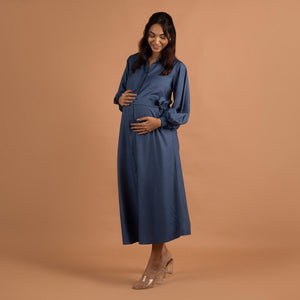 Blue Timeless Mama Shirt Dress