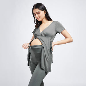 Charcoal Grey Maternity Wrap Co - Ord Set