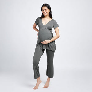 Charcoal Grey Maternity Wrap Co - Ord Set