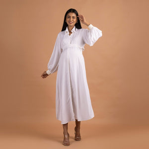 White Timeless Mama Shirt Dress