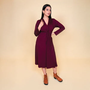 Wine Knotted Dress