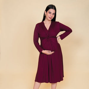 Wine Knotted Dress