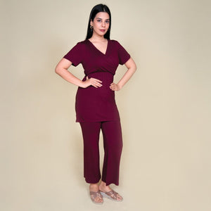 Wine Maternity Co - ord Set