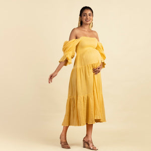 Yellow Waffle Muslin Dress