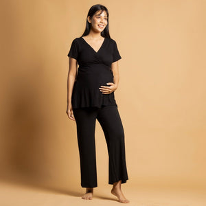 Black Maternity Wrap Co-Ord Set