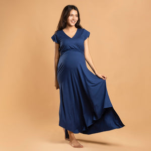 Blue Empire Fit & Flare Dress