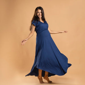 Blue Empire Fit & Flare Dress