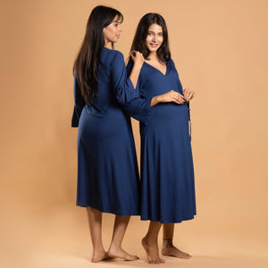 Blue Wrap Gown - Block Hop India