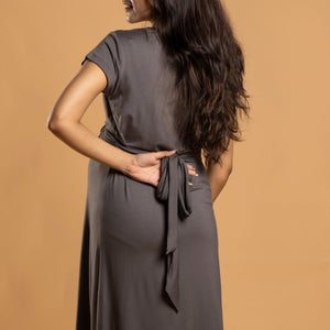 Charcoal Grey Maternity Everyday Dress - Block Hop India