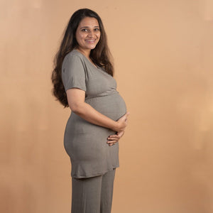 Grey Maternity Top - Block Hop India
