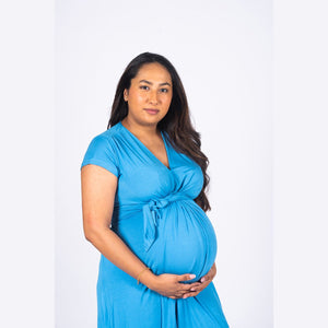 Light Blue Maternity Everyday Dress - Block Hop India
