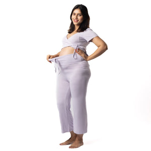 Lilac Maternity Pants with Drawstrings - Block Hop India