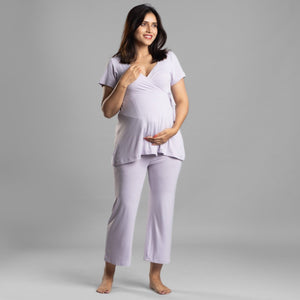 Lilac Maternity Pants with Drawstrings - Block Hop India