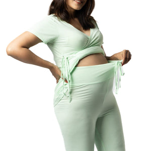 Lime Maternity Wrap Co-Ord Set - Block Hop India