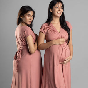 Old Rose Maternity Everyday Dress - Block Hop India