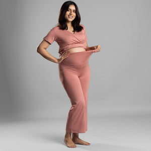 Old Rose Maternity Pants - Block Hop India