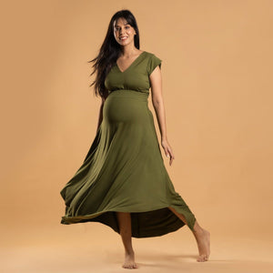 Olive Empire Fit & Flare Dress - Block Hop India