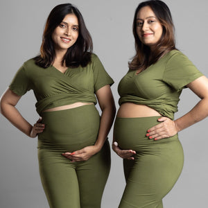 Olive Maternity Co-Ord Set - Block Hop India