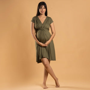 Olive Maternity Everyday Dress - Block Hop India