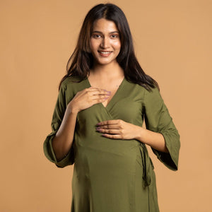 Olive Wrap Gown - Block Hop India