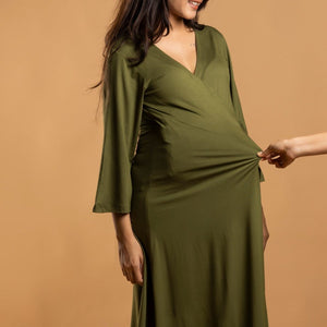 Olive Wrap Gown - Block Hop India